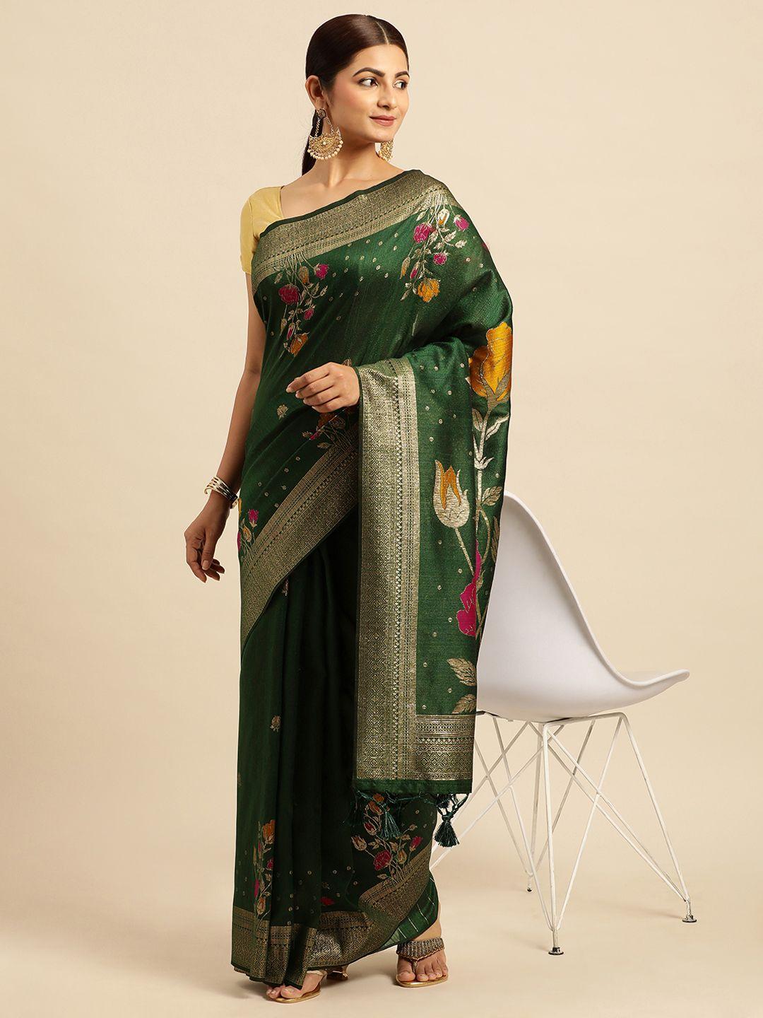 vishnu weaves floral zari designer banarasi saree