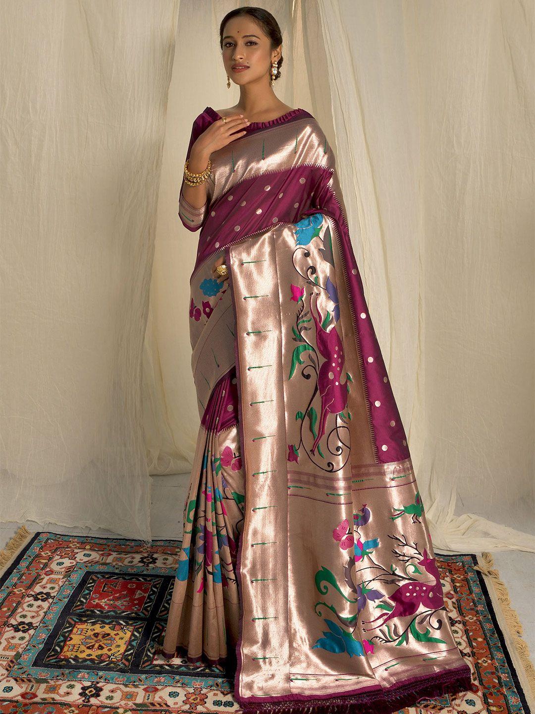 vishnu weaves kalamkari zari pure silk designer paithani saree