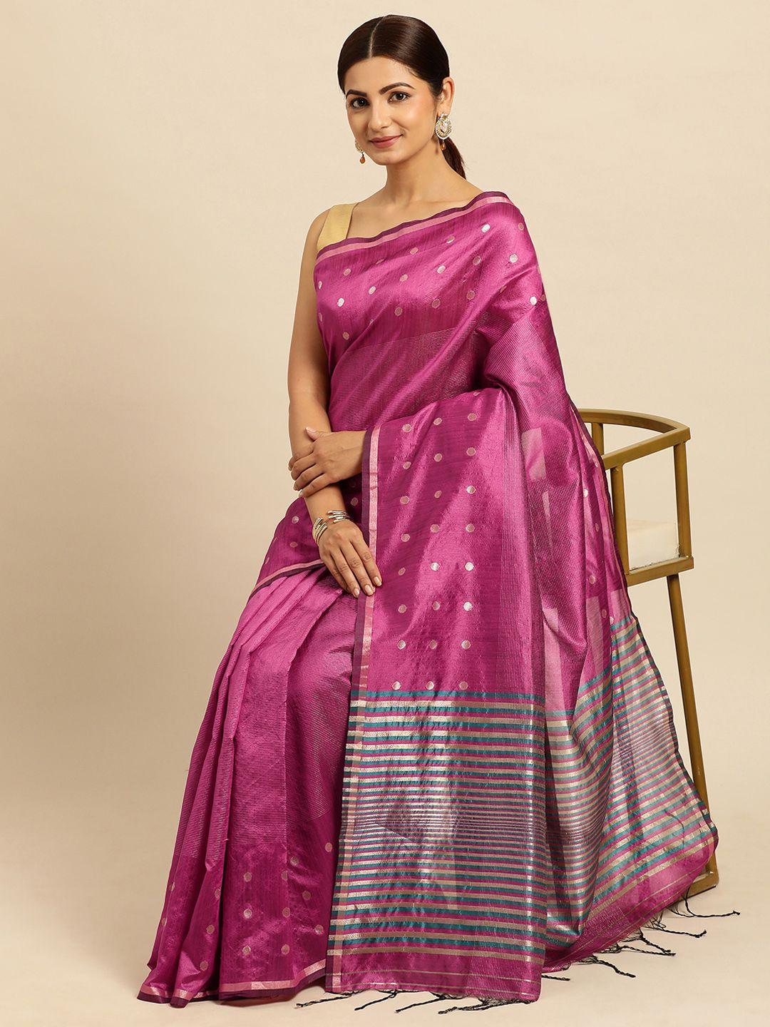 vishnu weaves polka dots zari bhagalpuri saree