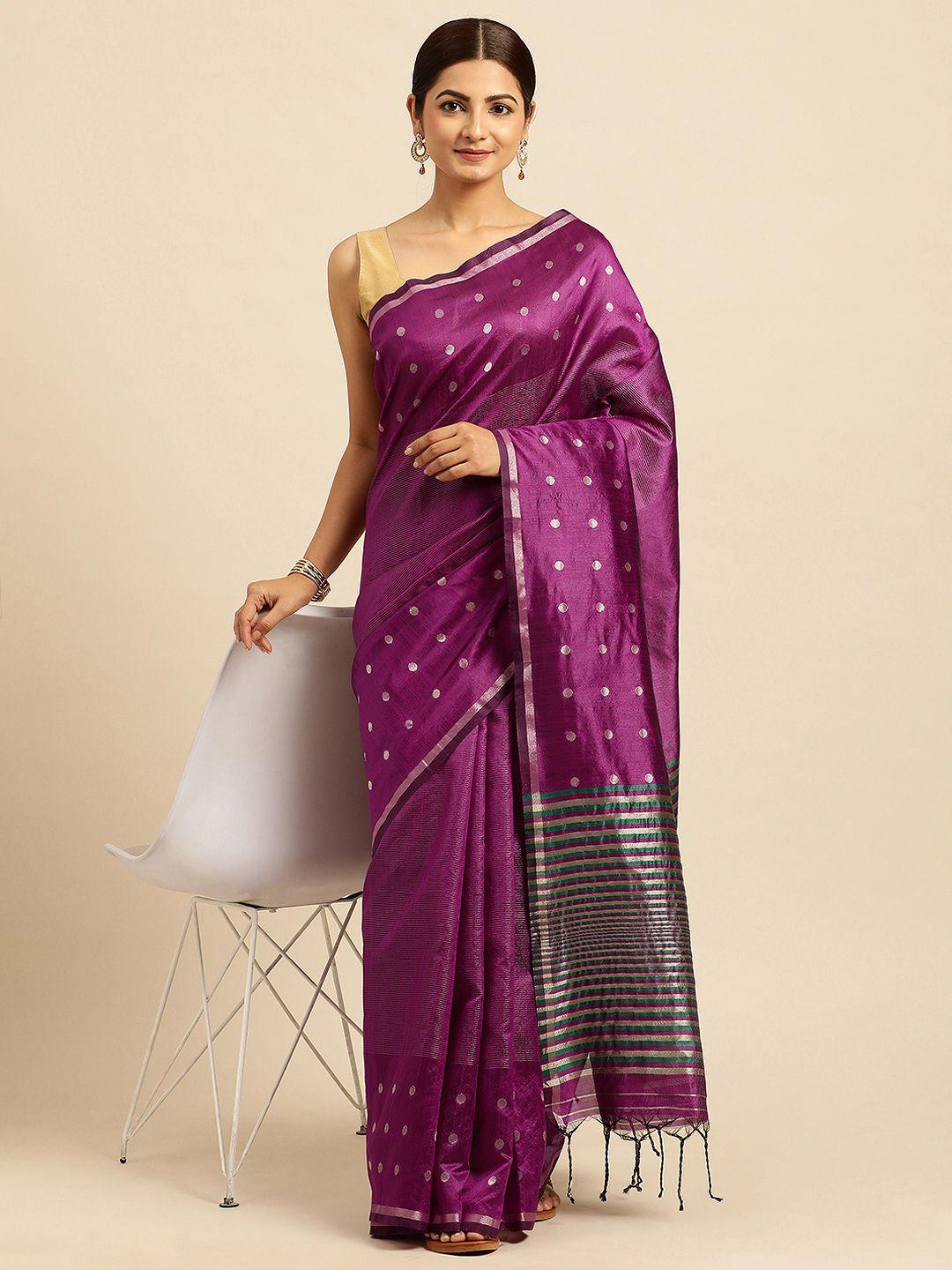 vishnu weaves polka dots zari bhagalpuri saree