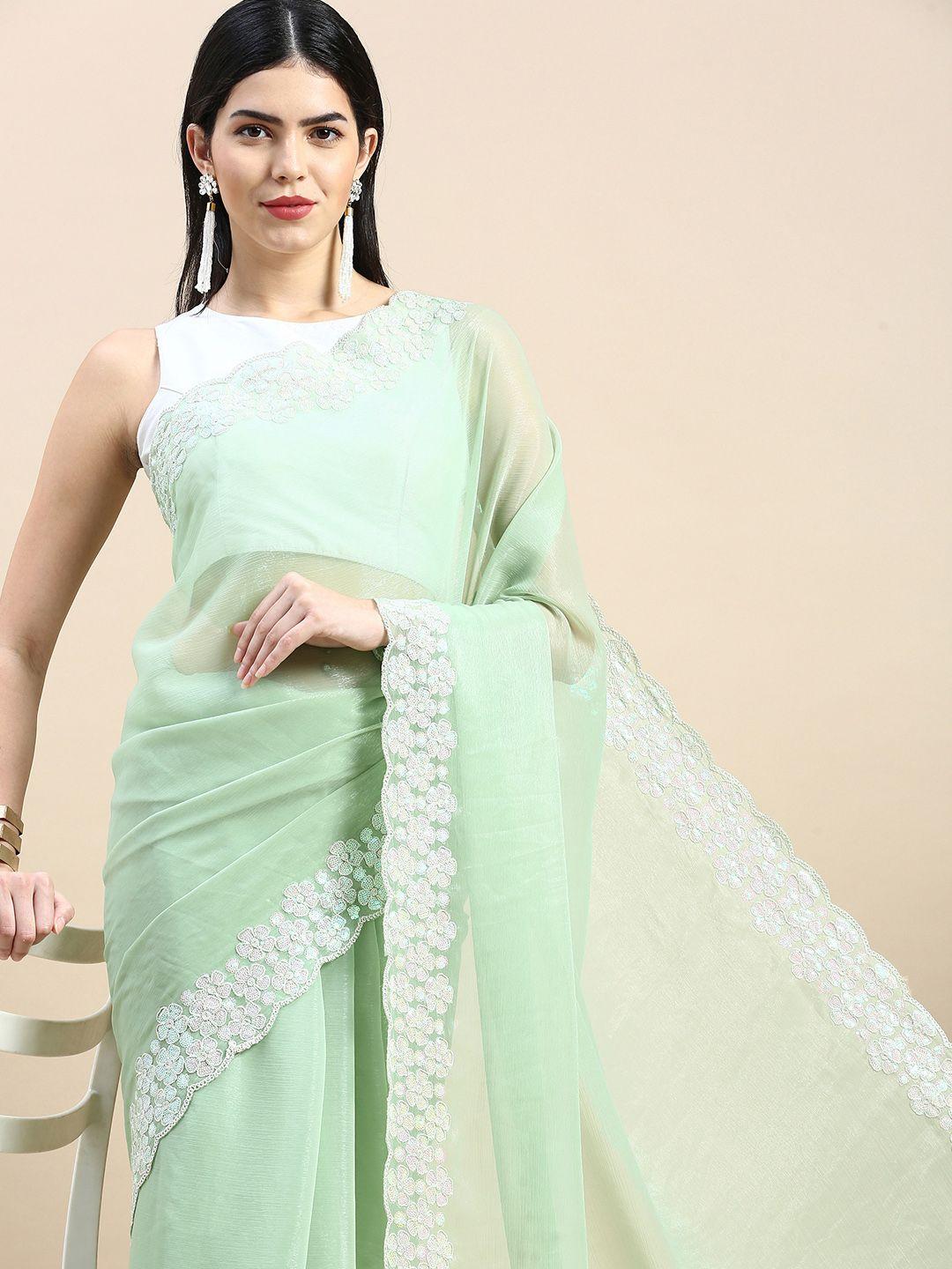 vishnu weaves sequinned embroidered saree