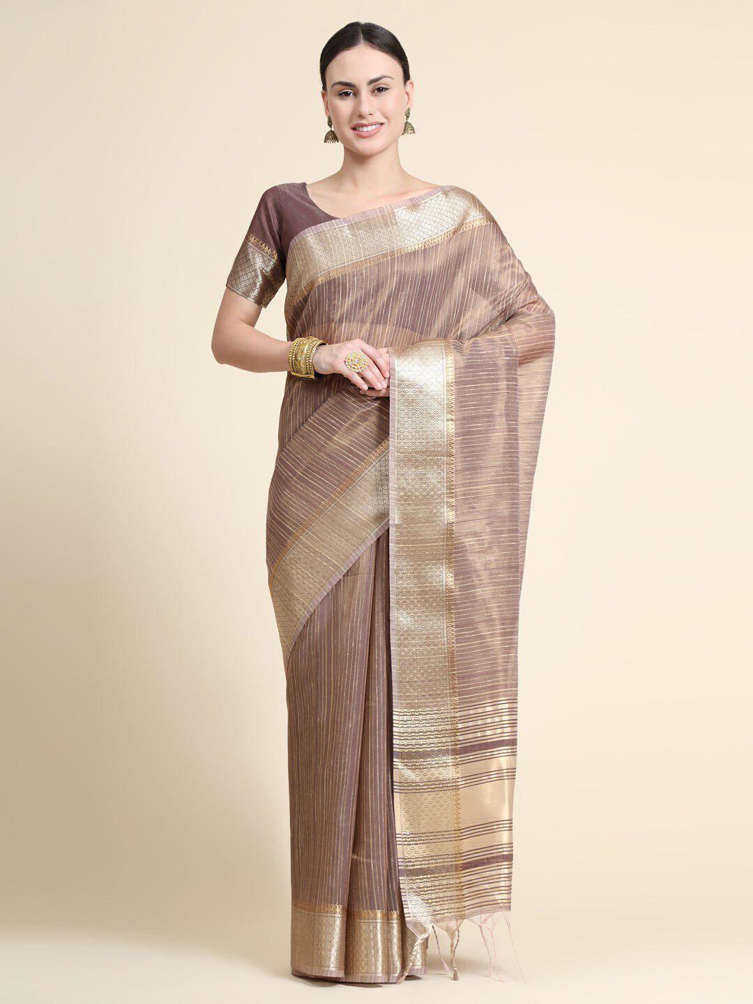 vishnu weaves striped tissue maheshwari zari saree