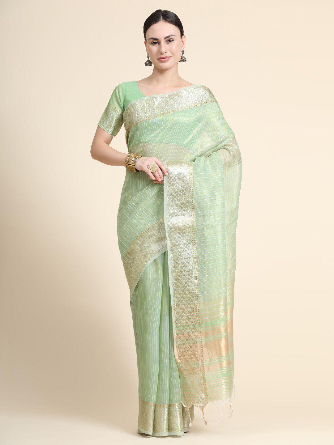 vishnu weaves striped tissue maheshwari zari saree