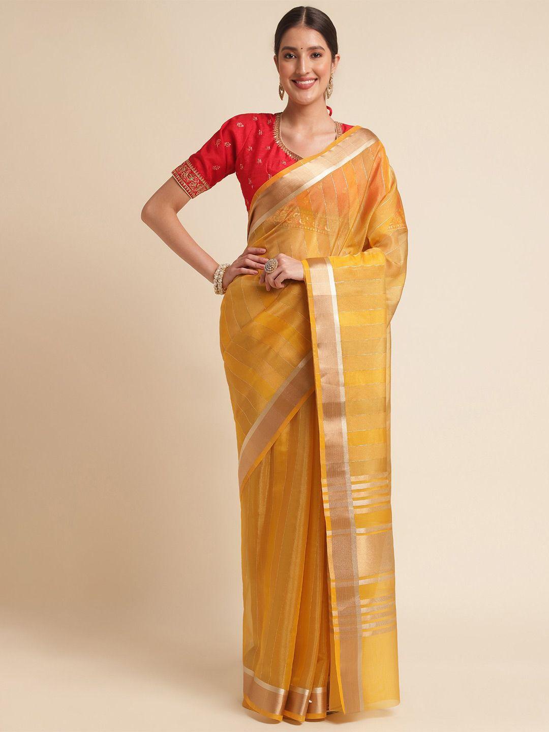 vishnu weaves striped woven design zari organza saree