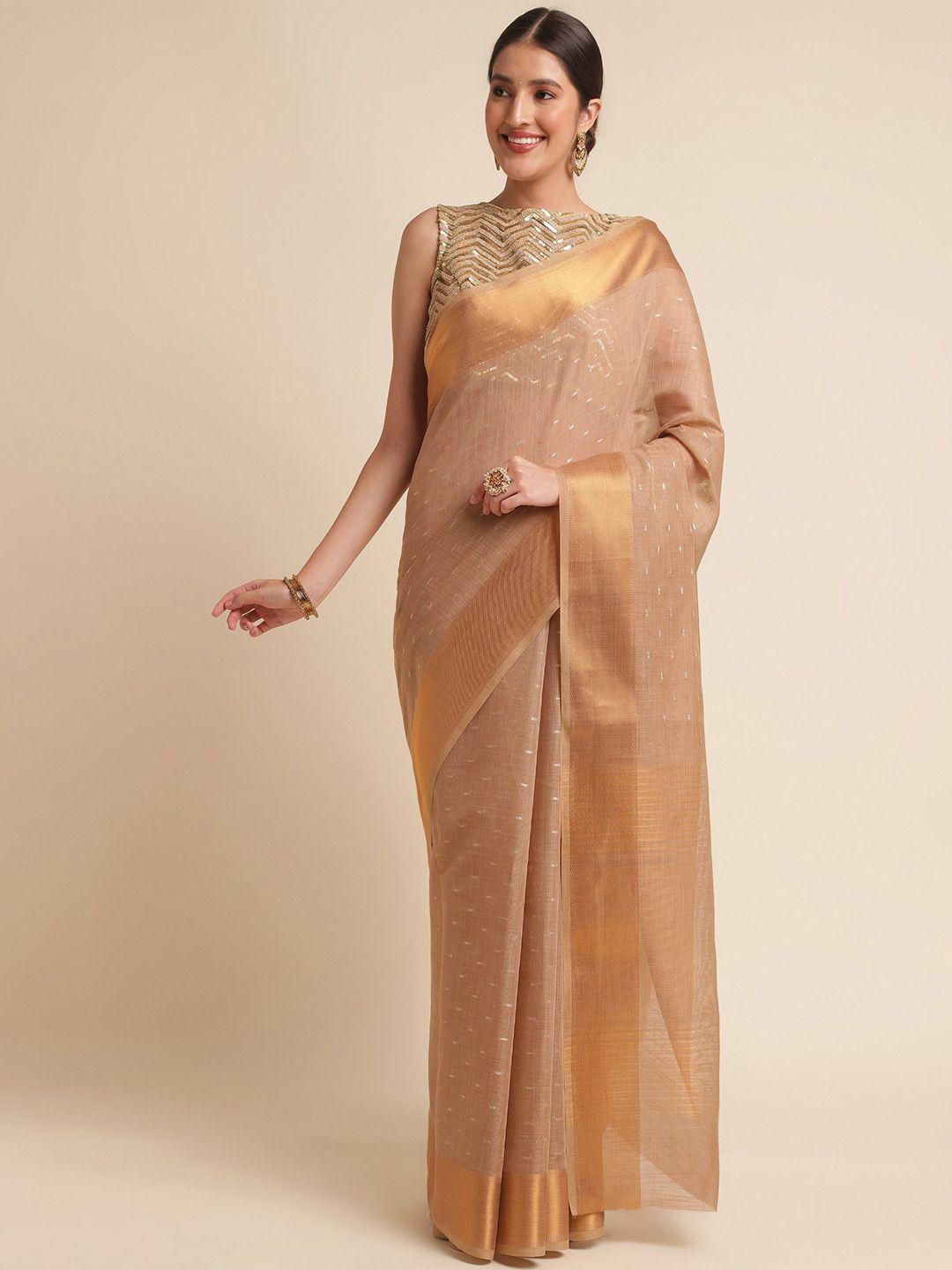 vishnu weaves woven design zari linen blend saree