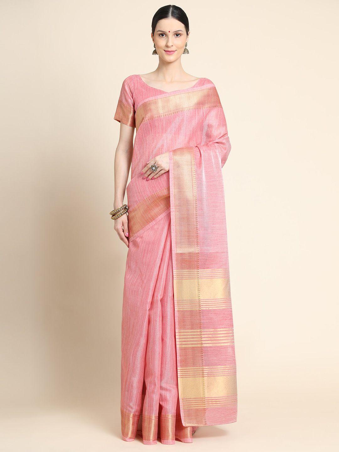 vishnu weaves woven design zari pure linen saree