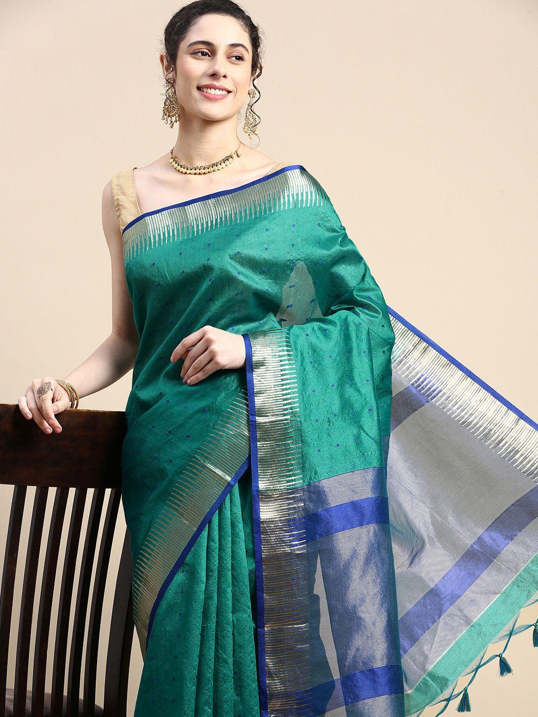 vishnu weaves woven design zari silk blend saree