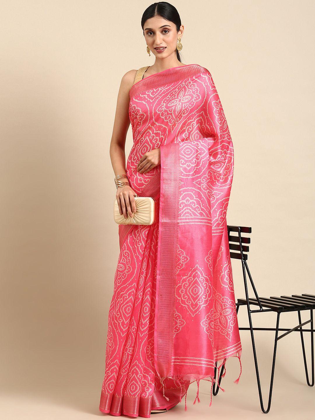 vishnu weaves zari bandhani saree