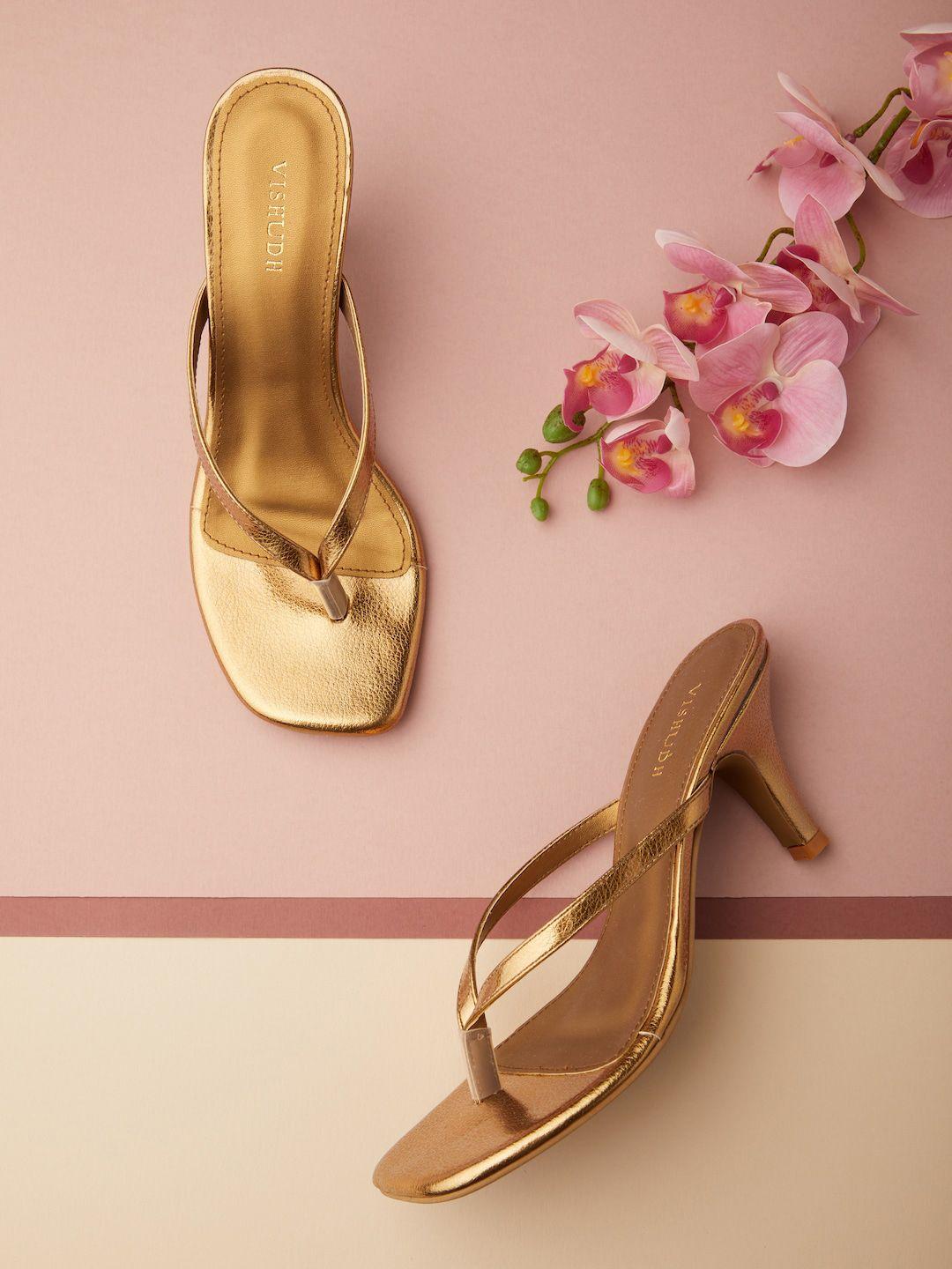 vishudh bronze-toned open toe heels