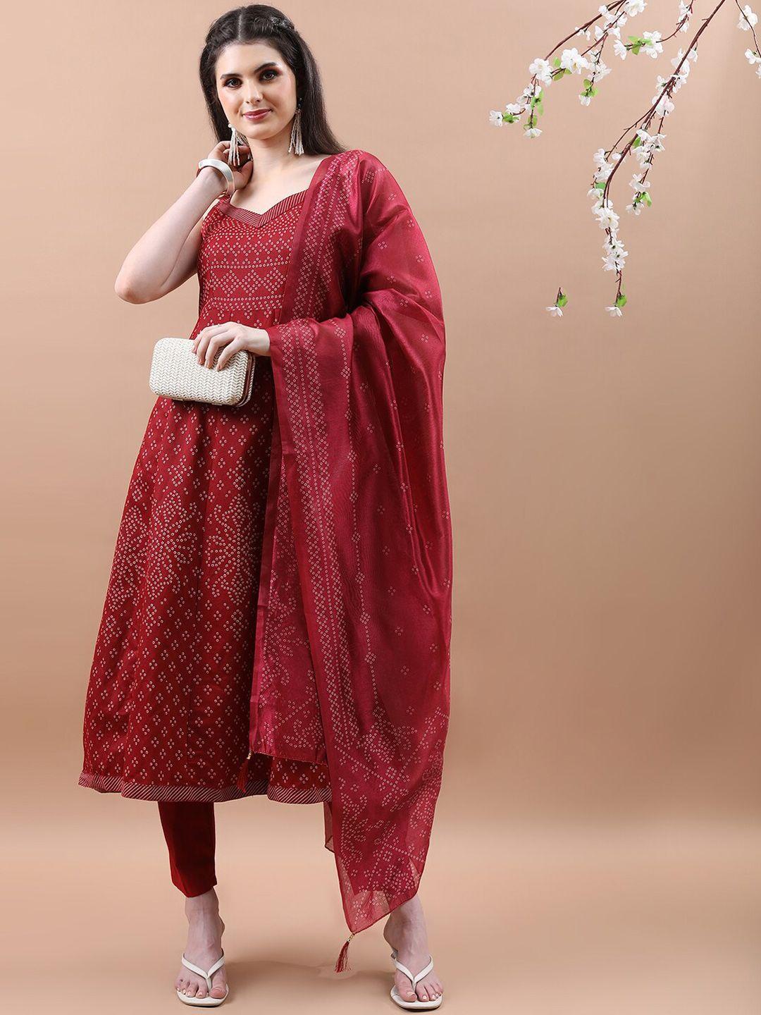 vishudh shoulder straps ethnic motifs printed empire kurta with trousers & with dupatta