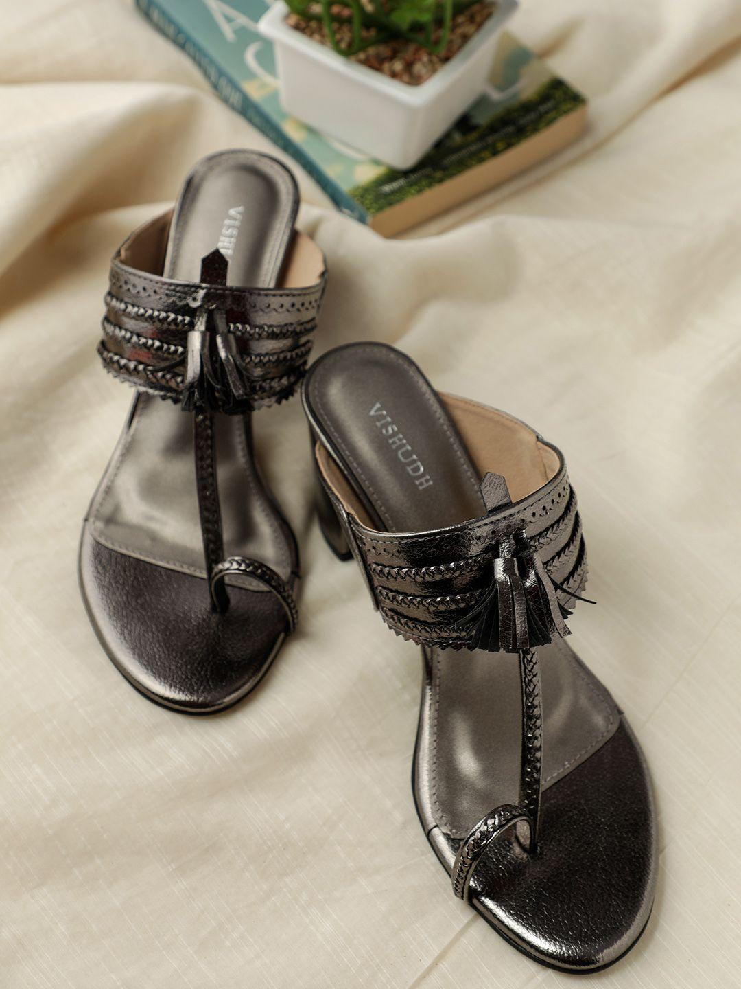 vishudh women grey embellished heels