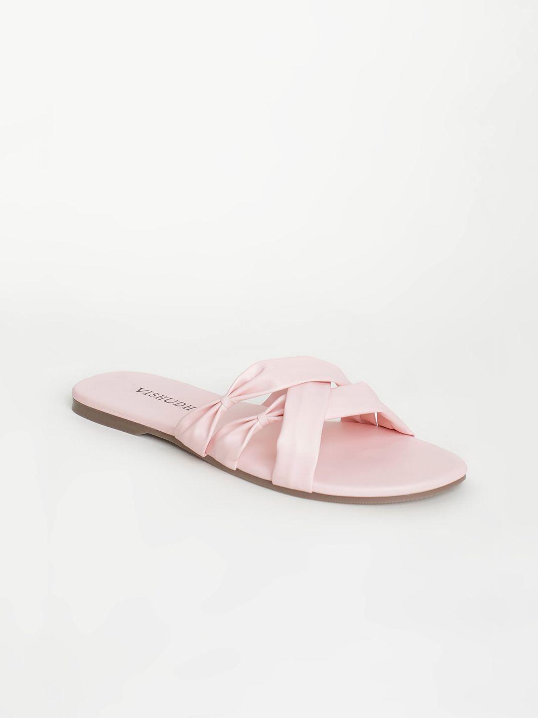 vishudh women pink open toe flats