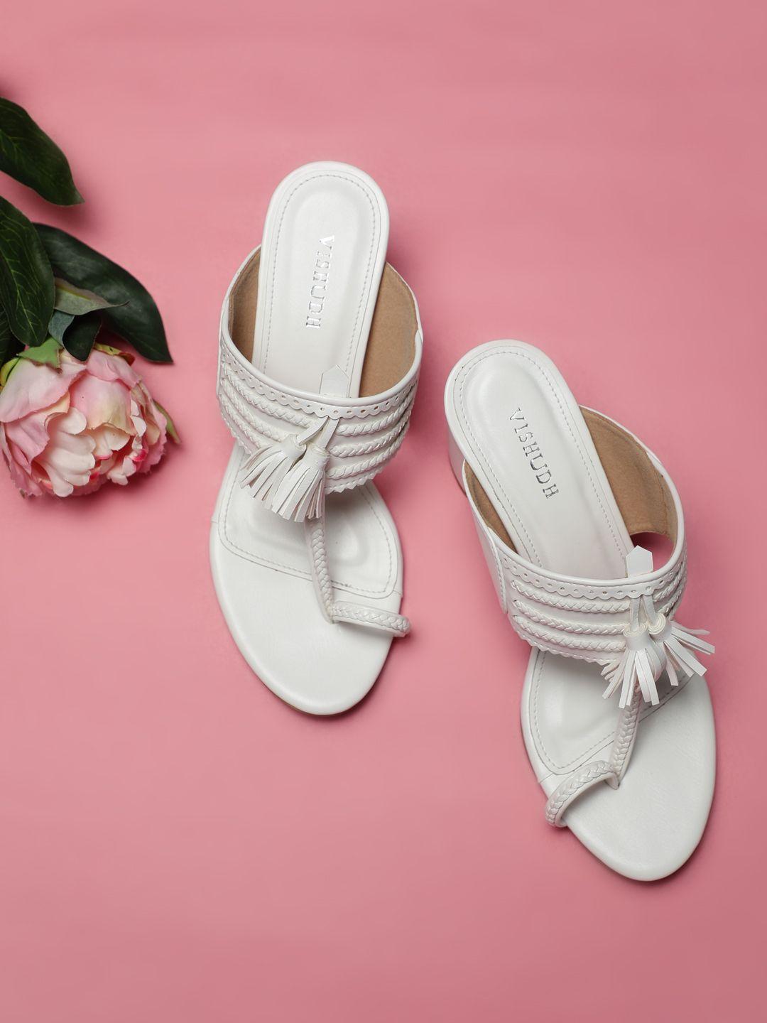 vishudh women white solid heels