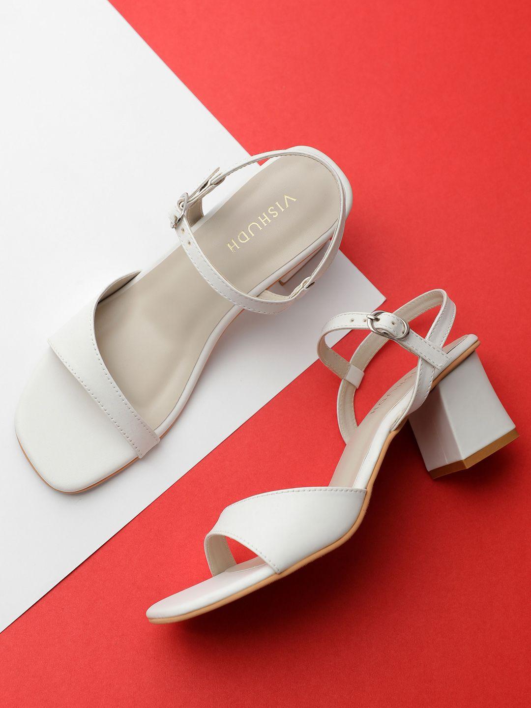 vishudh women white solid heels
