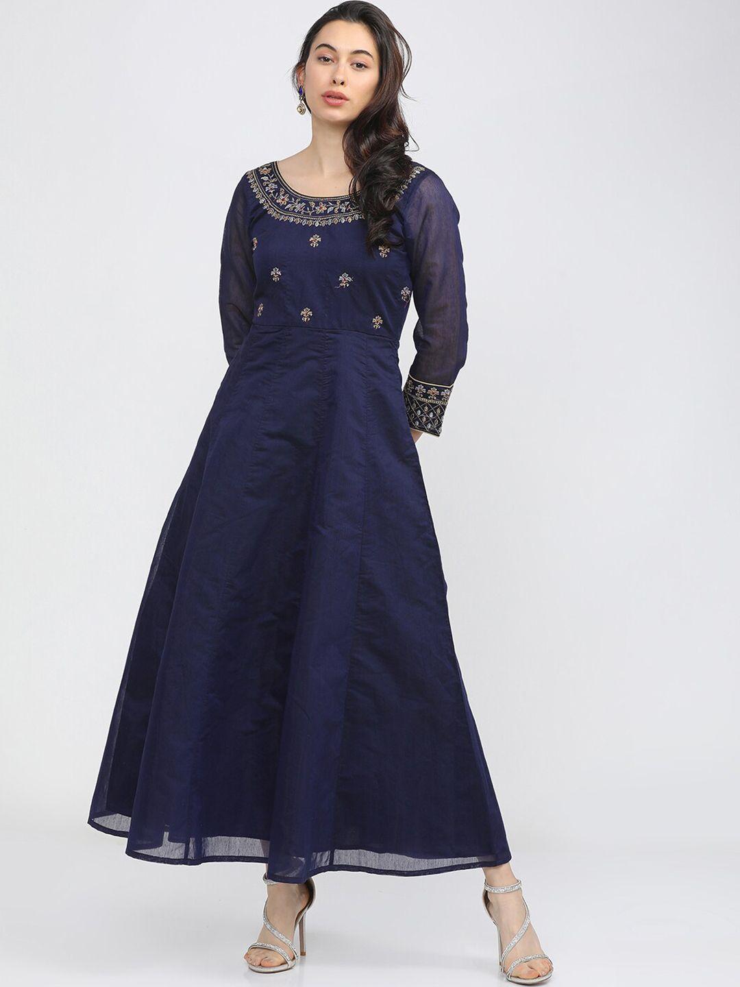vishudh blue ethnic motifs ethnic maxi dress