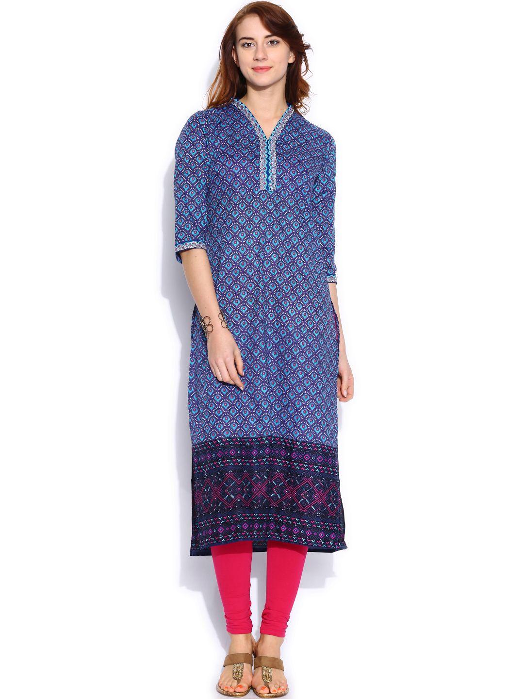 vishudh blue printed kurta