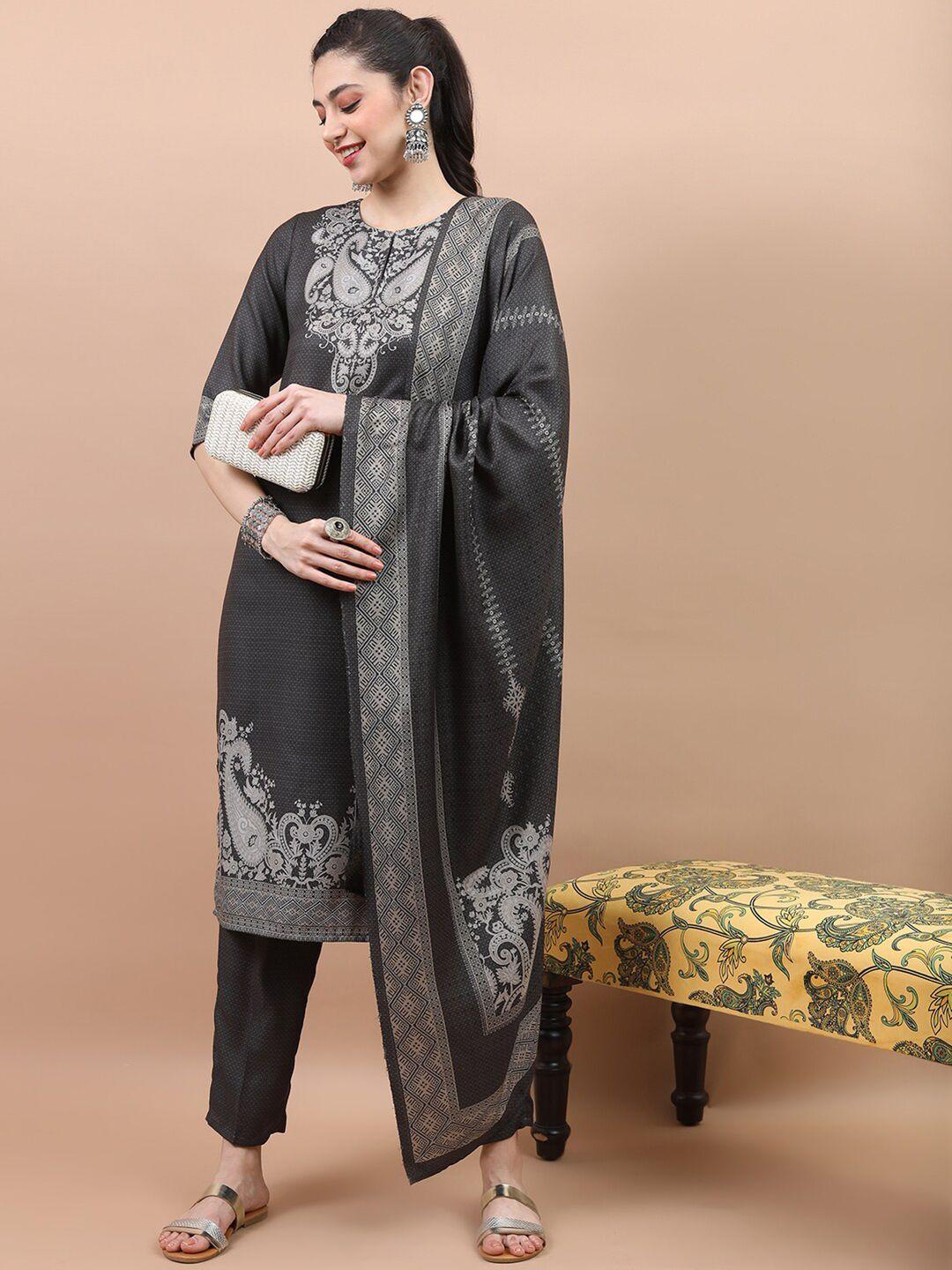 vishudh ethnic motifs printed kurta with palazzos & dupatta