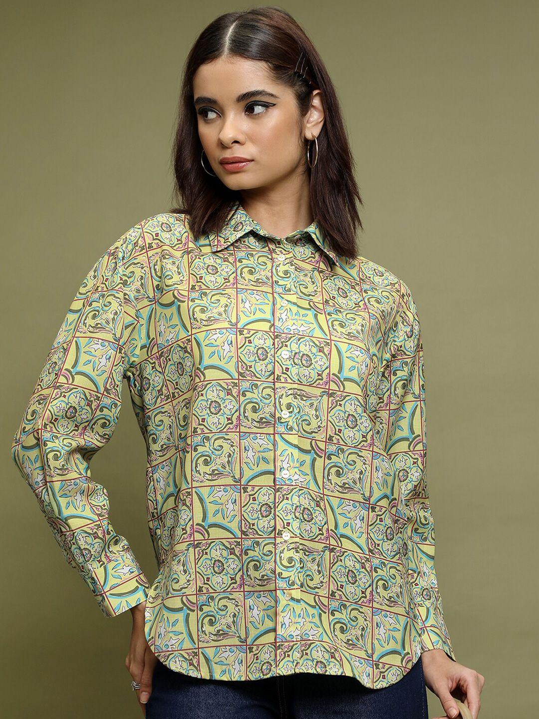 vishudh ethnic motifs printed spread collar casual shirt