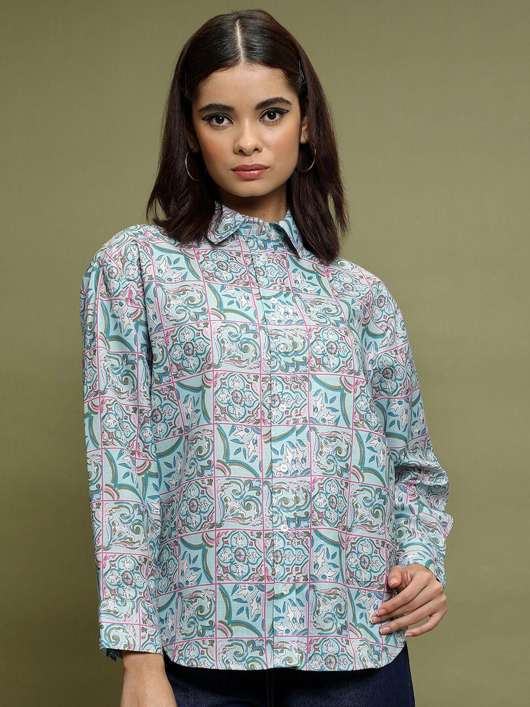 vishudh ethnic motifs printed spread collar casual shirt