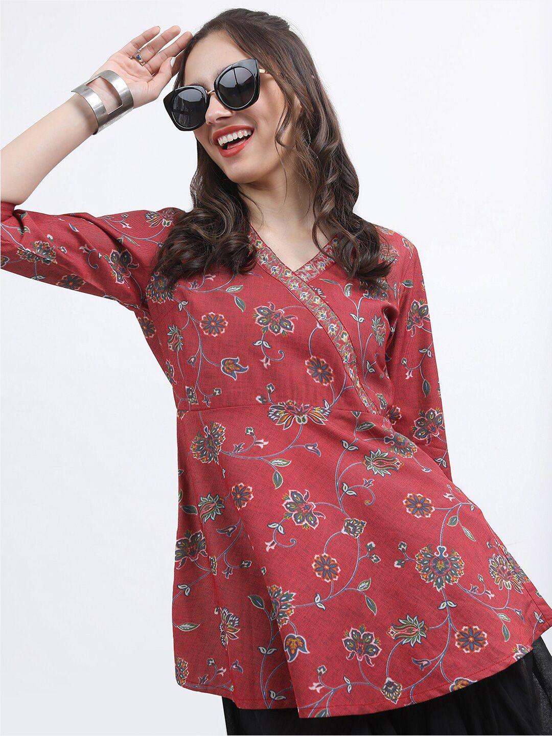 vishudh floral printed longline wrap top