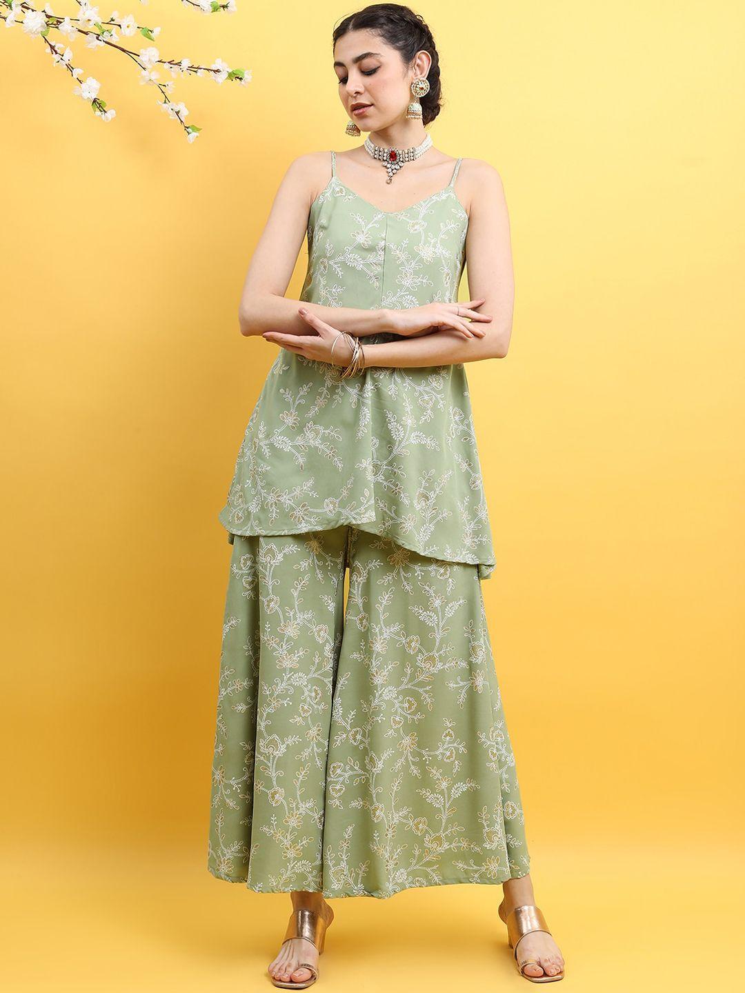 vishudh floral printed pure cotton kurta with palazzos