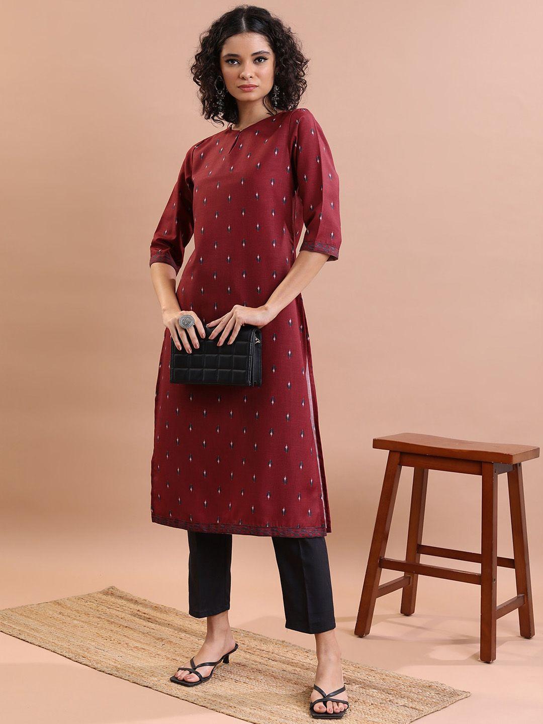 vishudh geometric printed thread work kurta