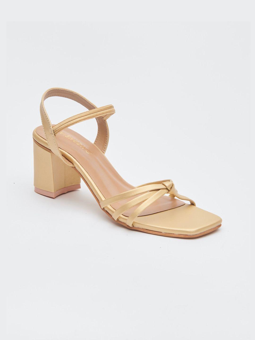 vishudh gold-toned synthetic block sandals