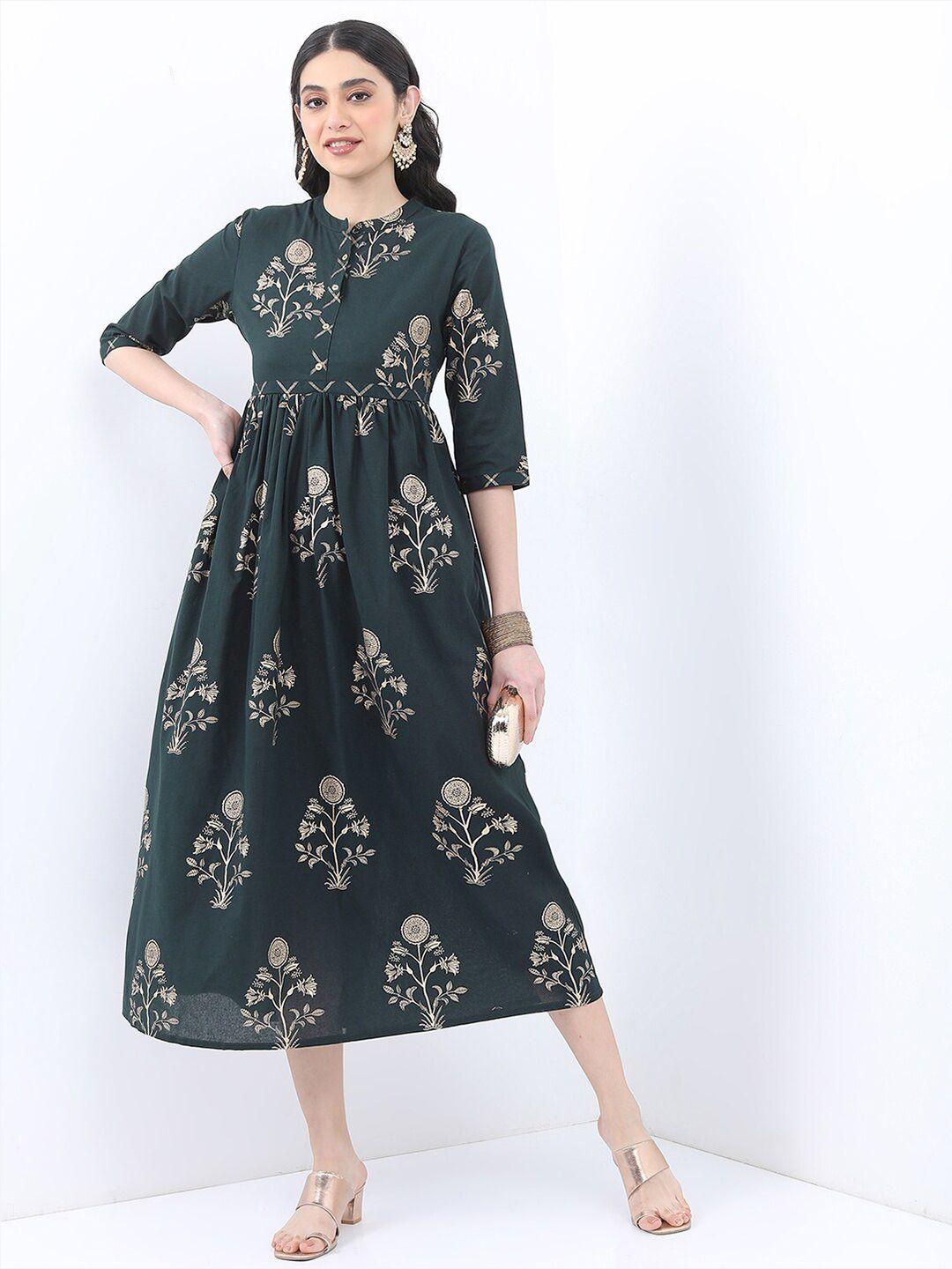 vishudh green floral maxi dress