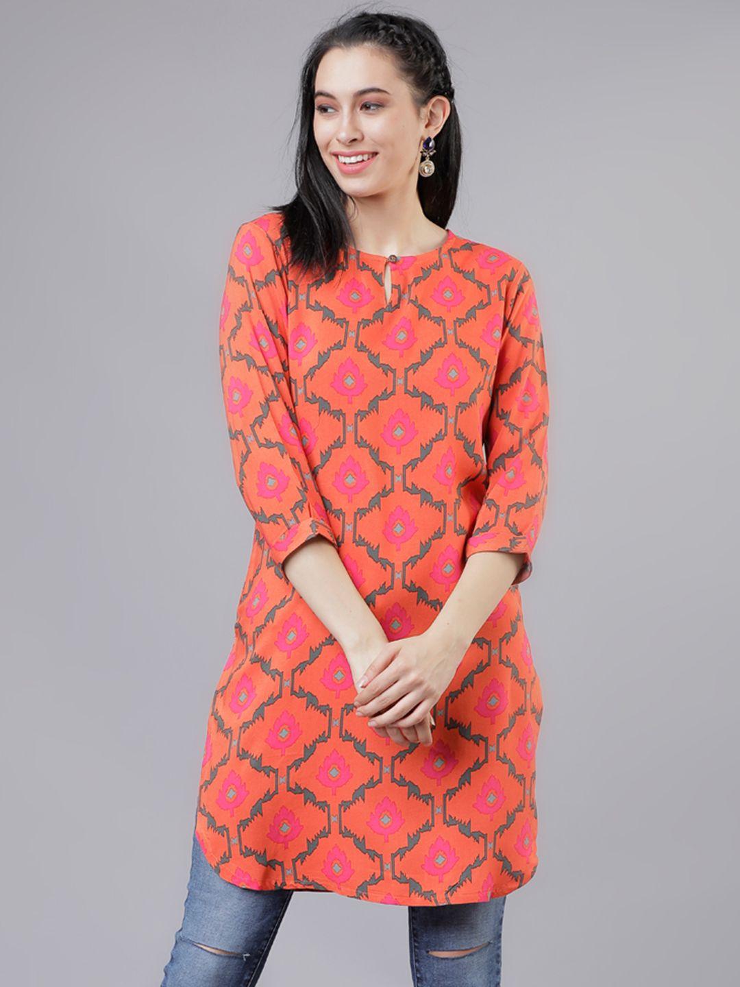 vishudh orange & pink printed tunic