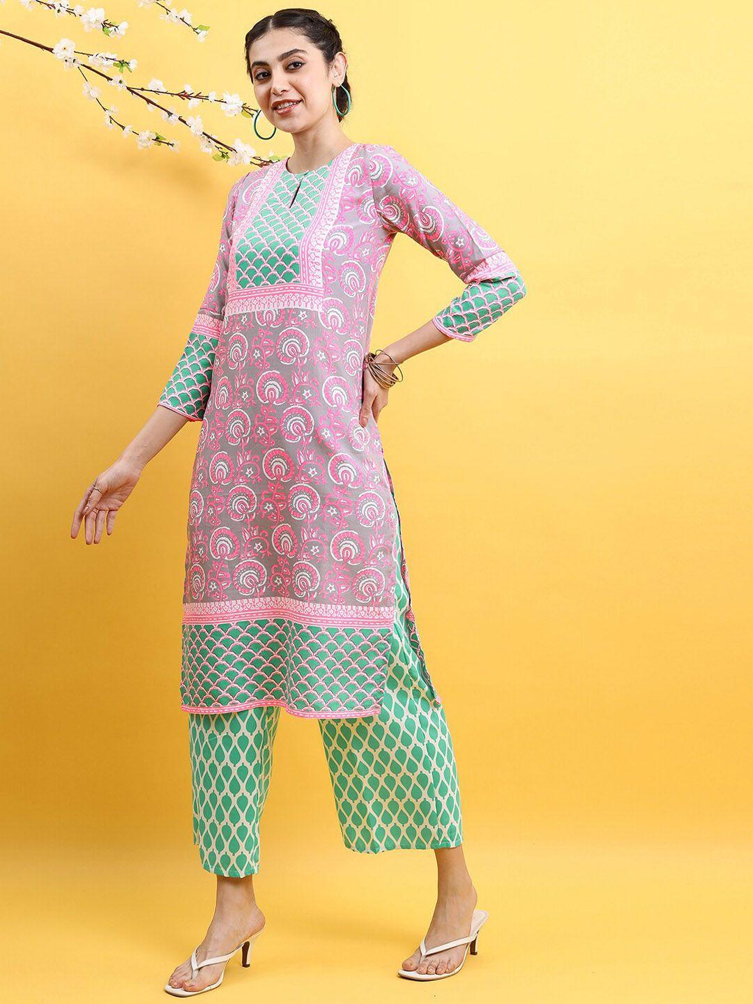 vishudh paisley printed keyhole neck kurta