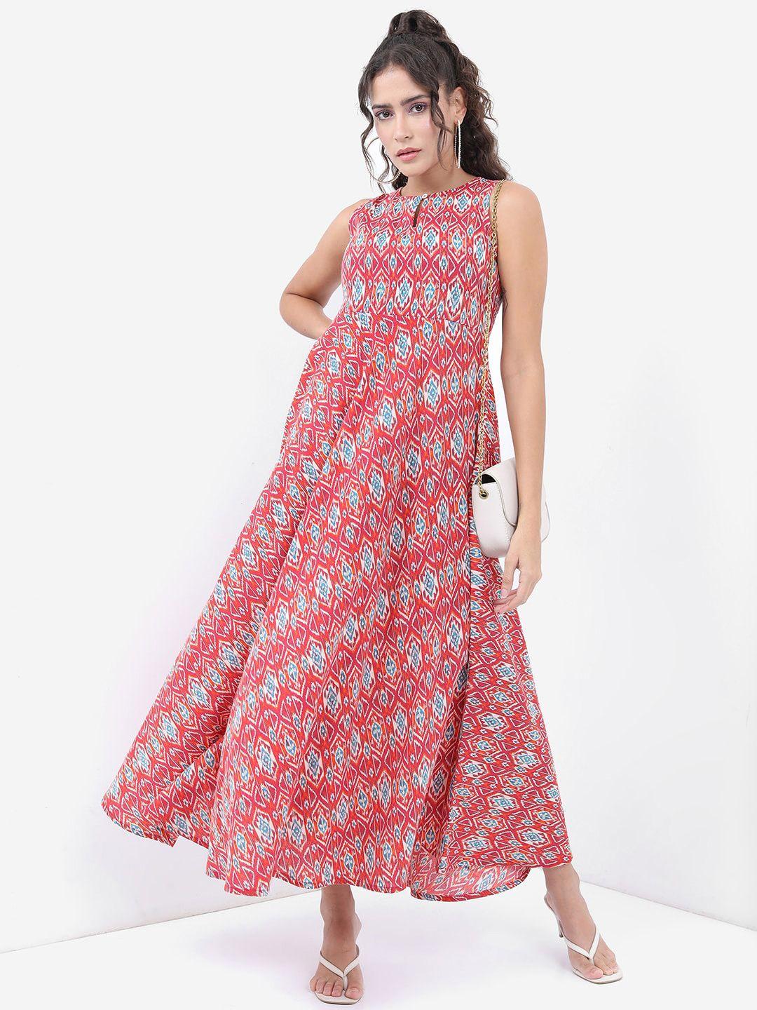 vishudh pink ethnic motifs printed maxi dress