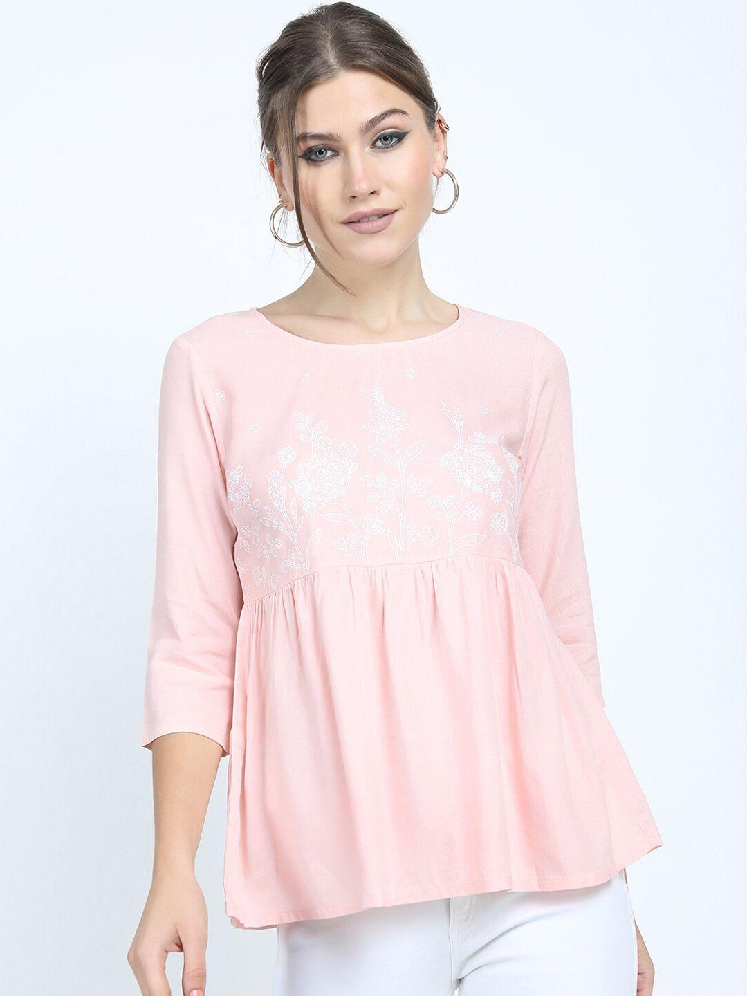 vishudh pink floral print top