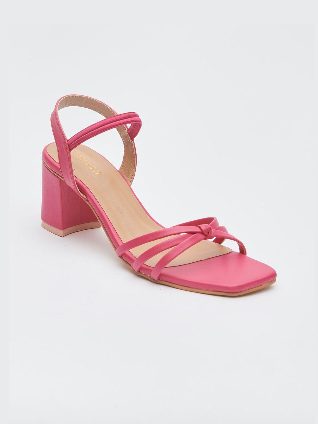 vishudh pink synthetic kitten sandals
