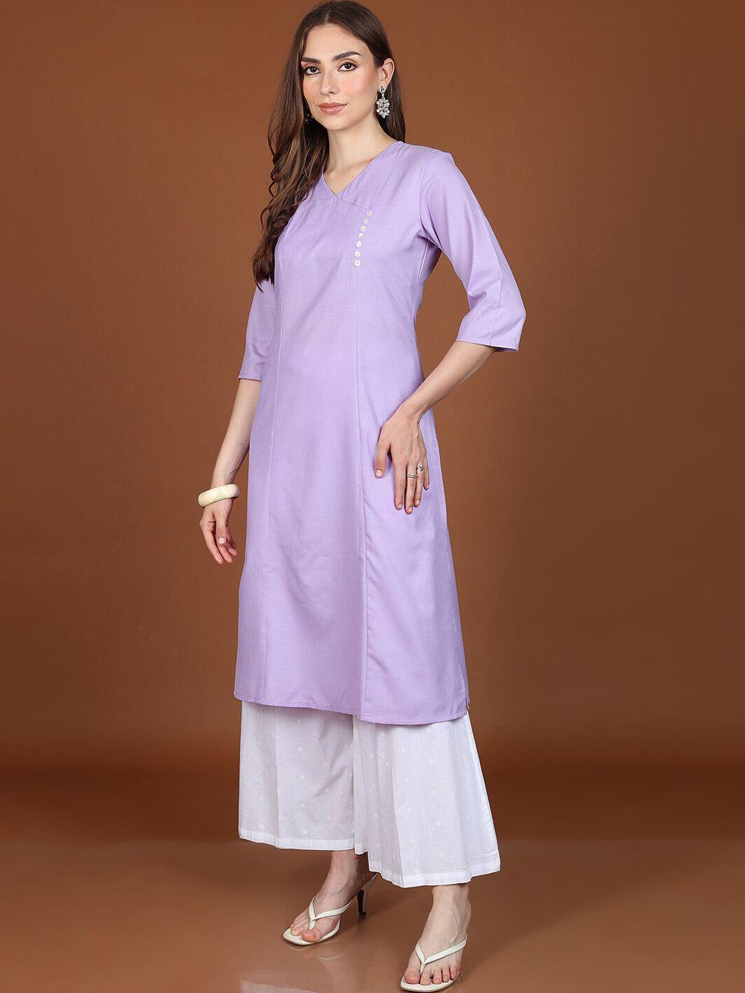 vishudh purple v neck straight kurta