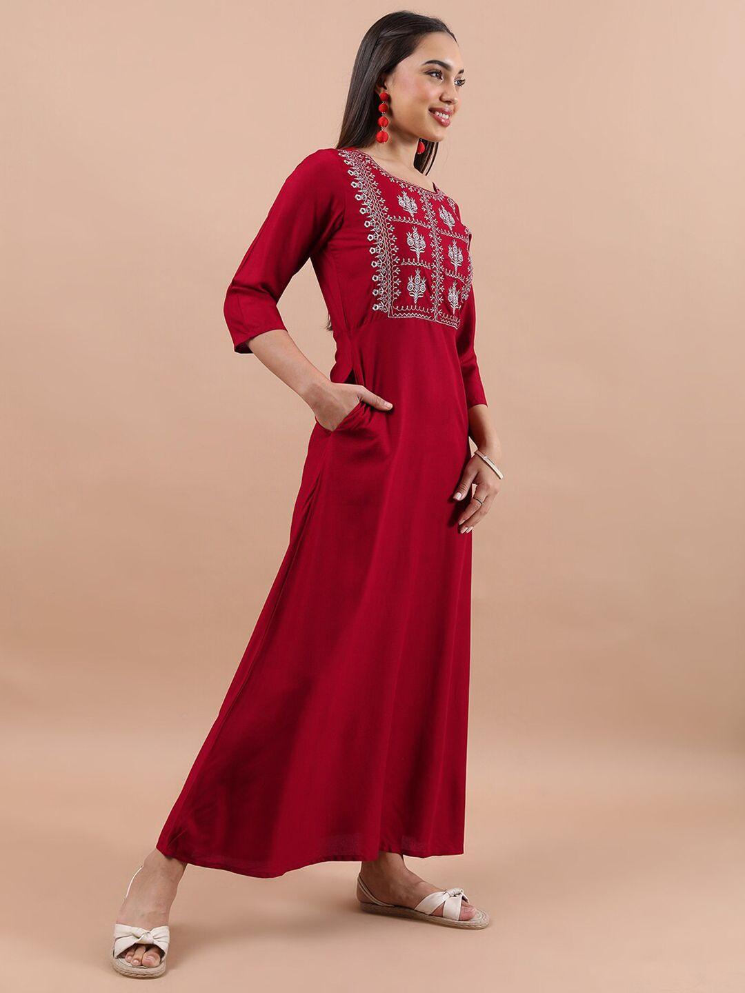 vishudh red maxi dress