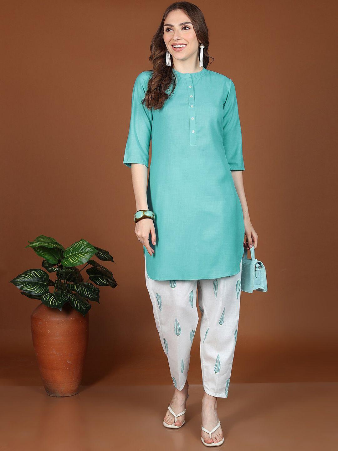 vishudh short kurta & printed dhoti pants ethnic co-ords set