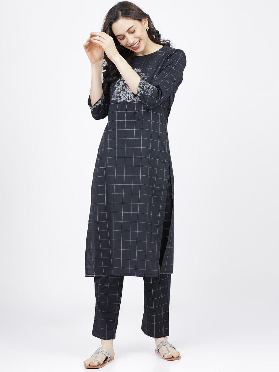 vishudh women black kurta with trousers