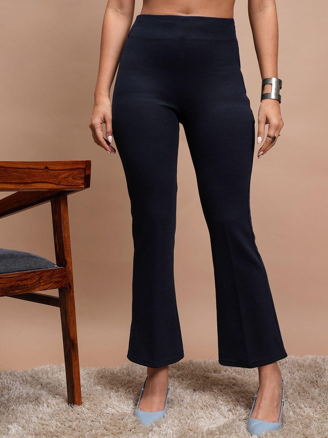 vishudh women blue flared trousers