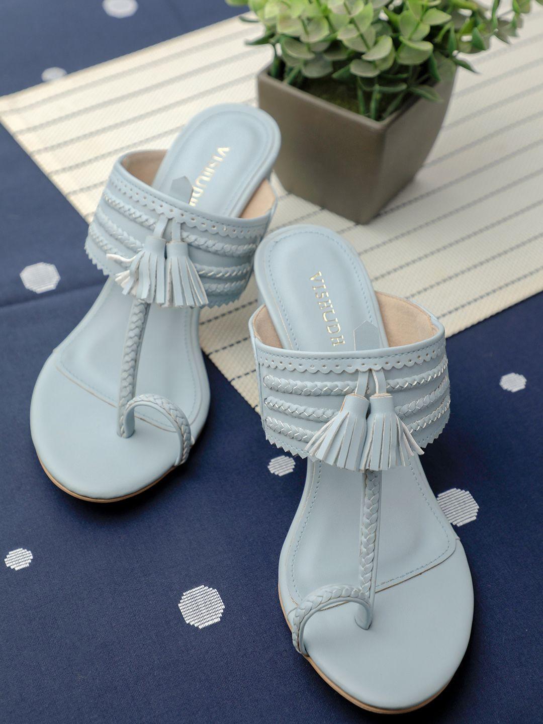 vishudh women blue solid sandals