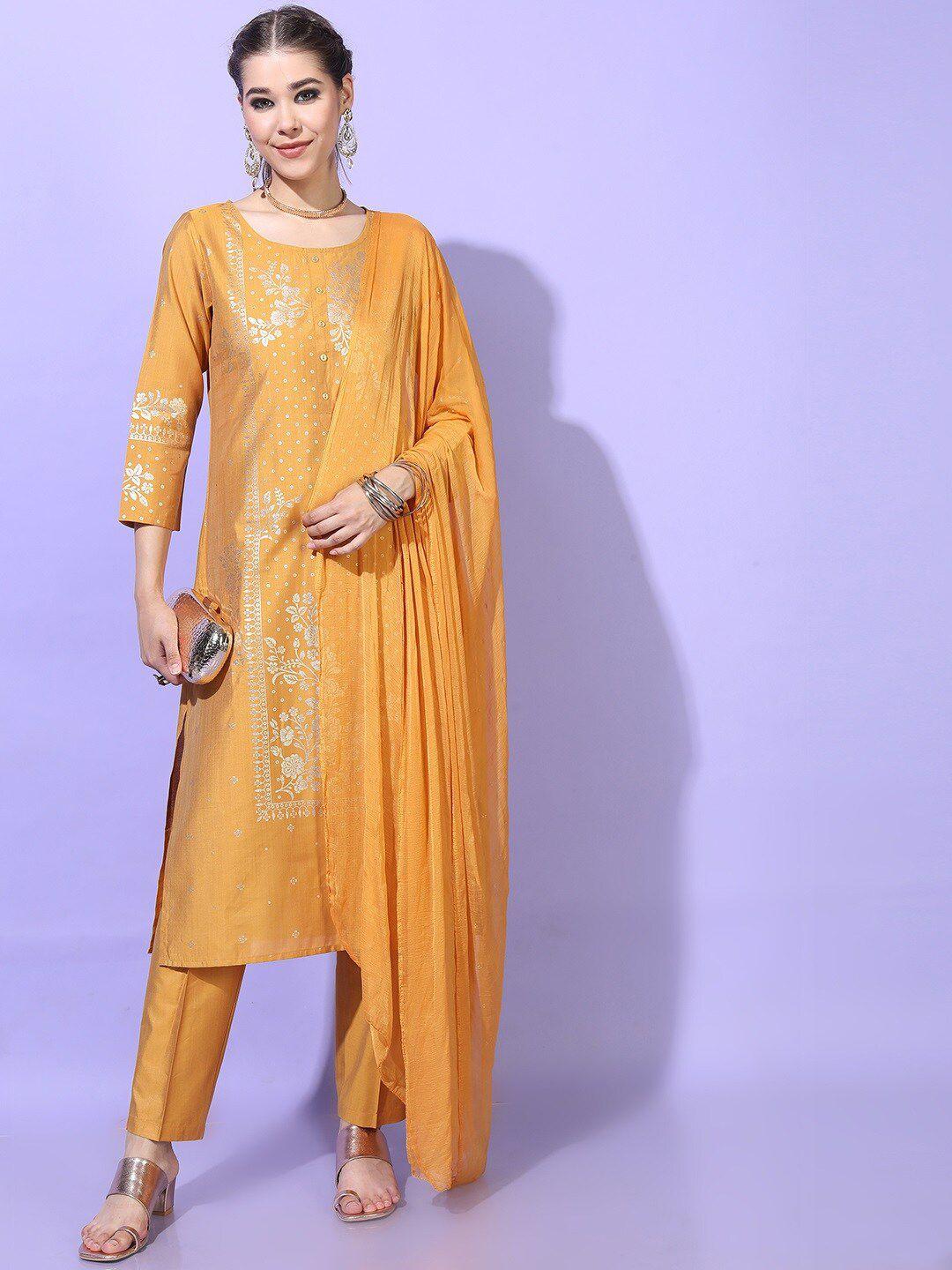 vishudh women floral kurta with trouser & dupatta