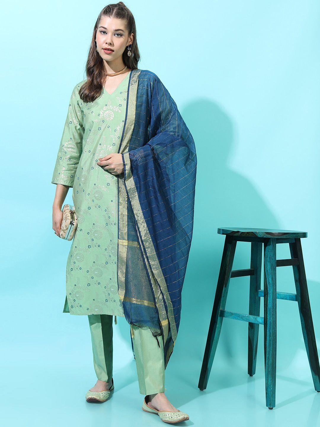 vishudh women floral kurta with trouser & dupatta