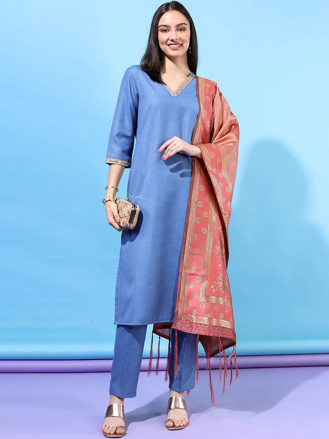 vishudh women geometric polyester kurta set