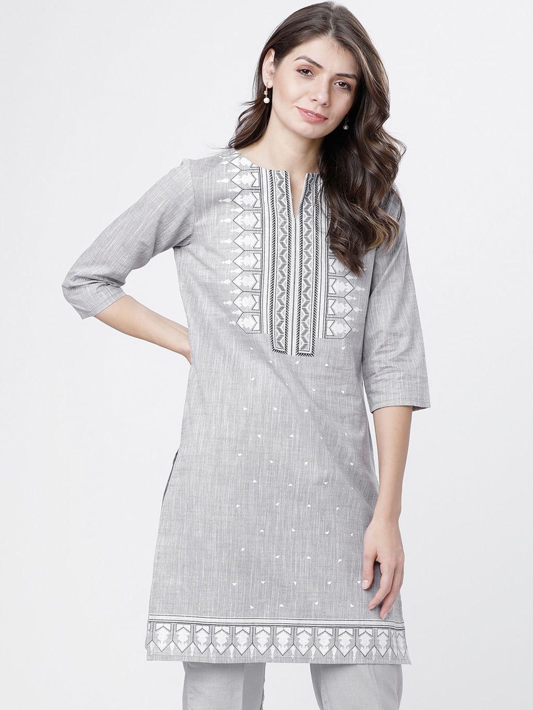 vishudh women grey printed tunic