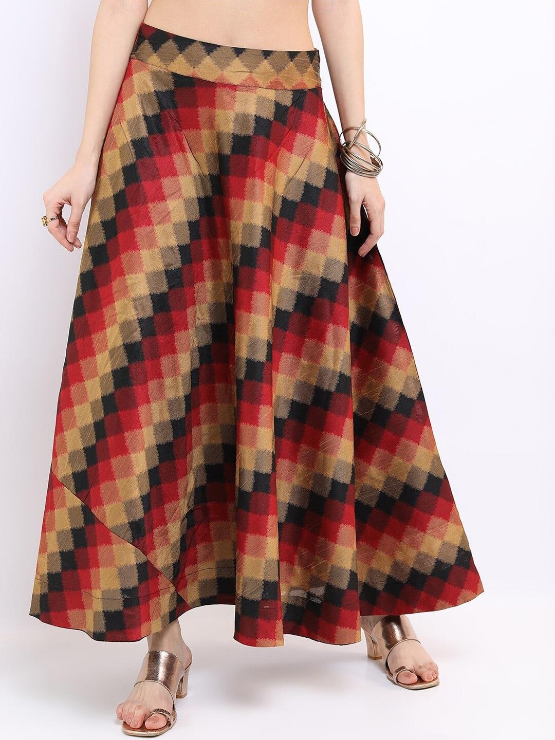 vishudh women multicolor printed a-line maxi skirt