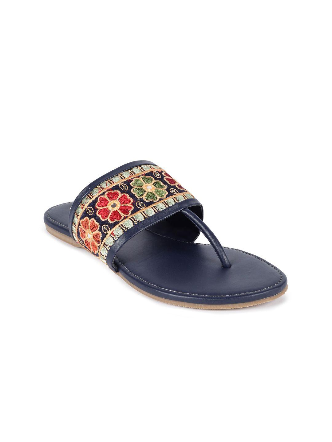 vishudh women navy blue open toe flats