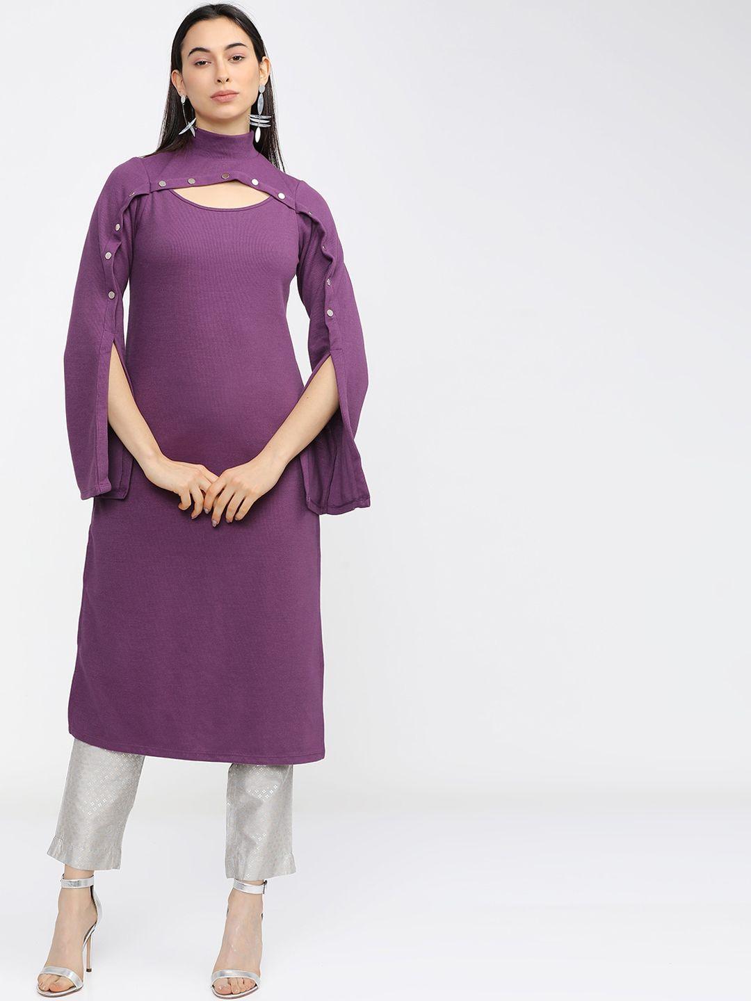 vishudh women purple solid kurta