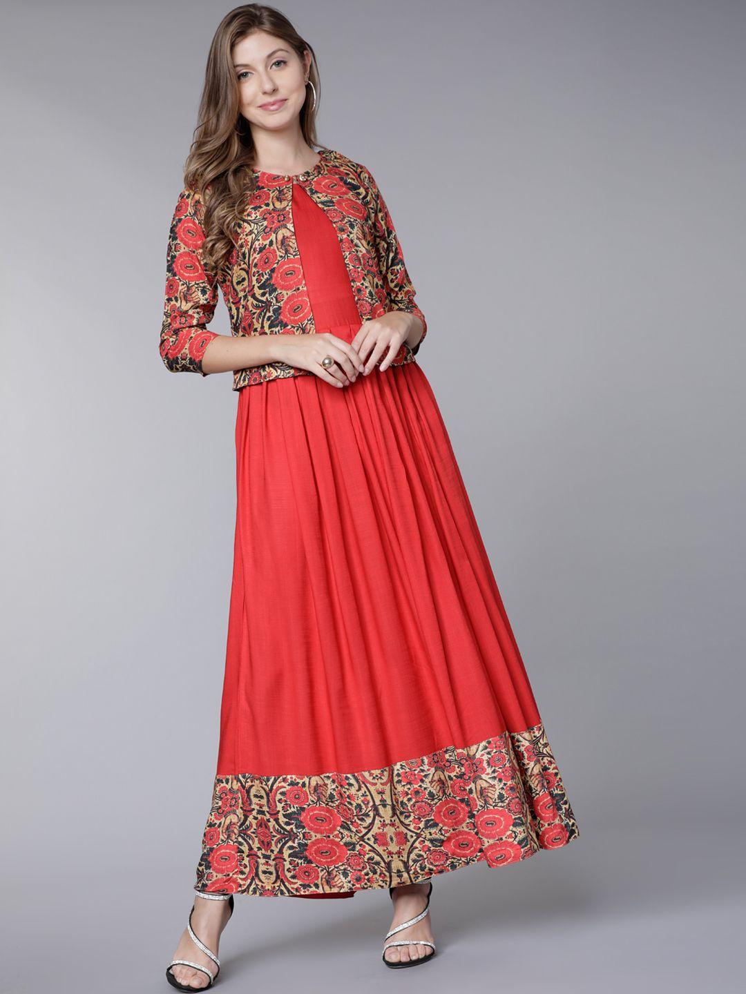 vishudh women red solid a-line dress