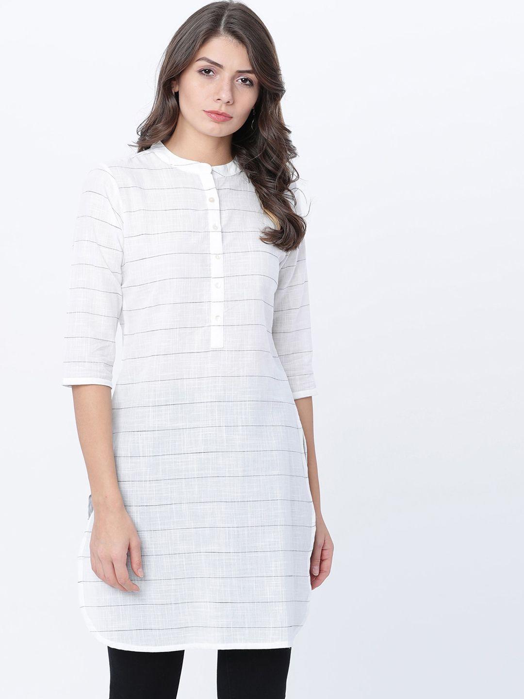 vishudh women white & grey striped tunic