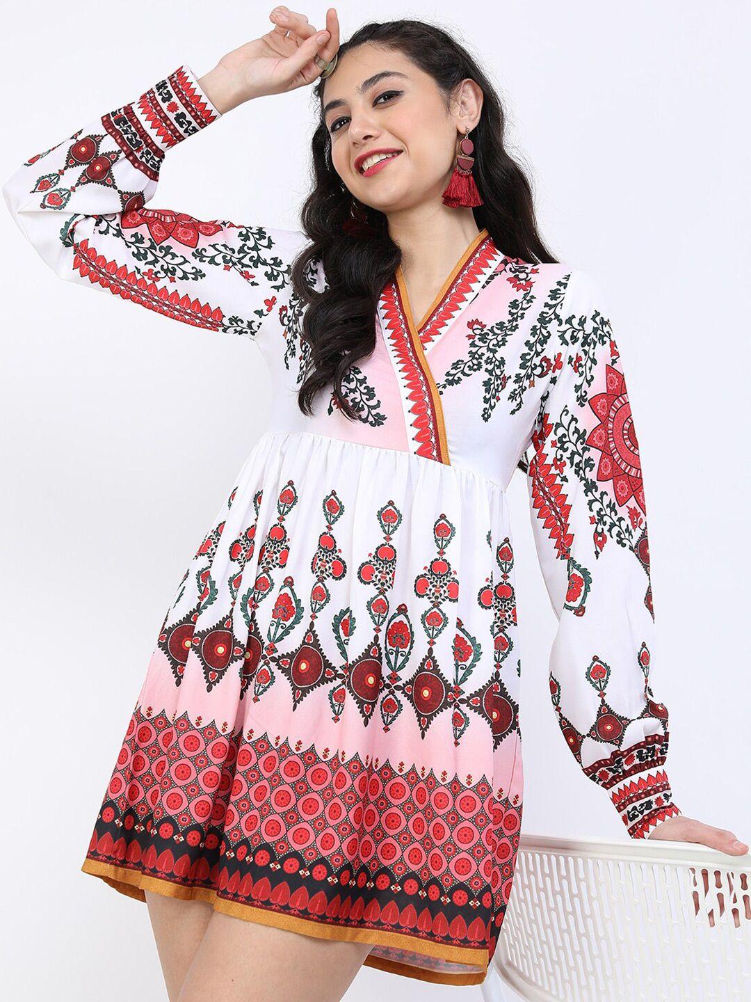 vishudh women white floral ethnic dress