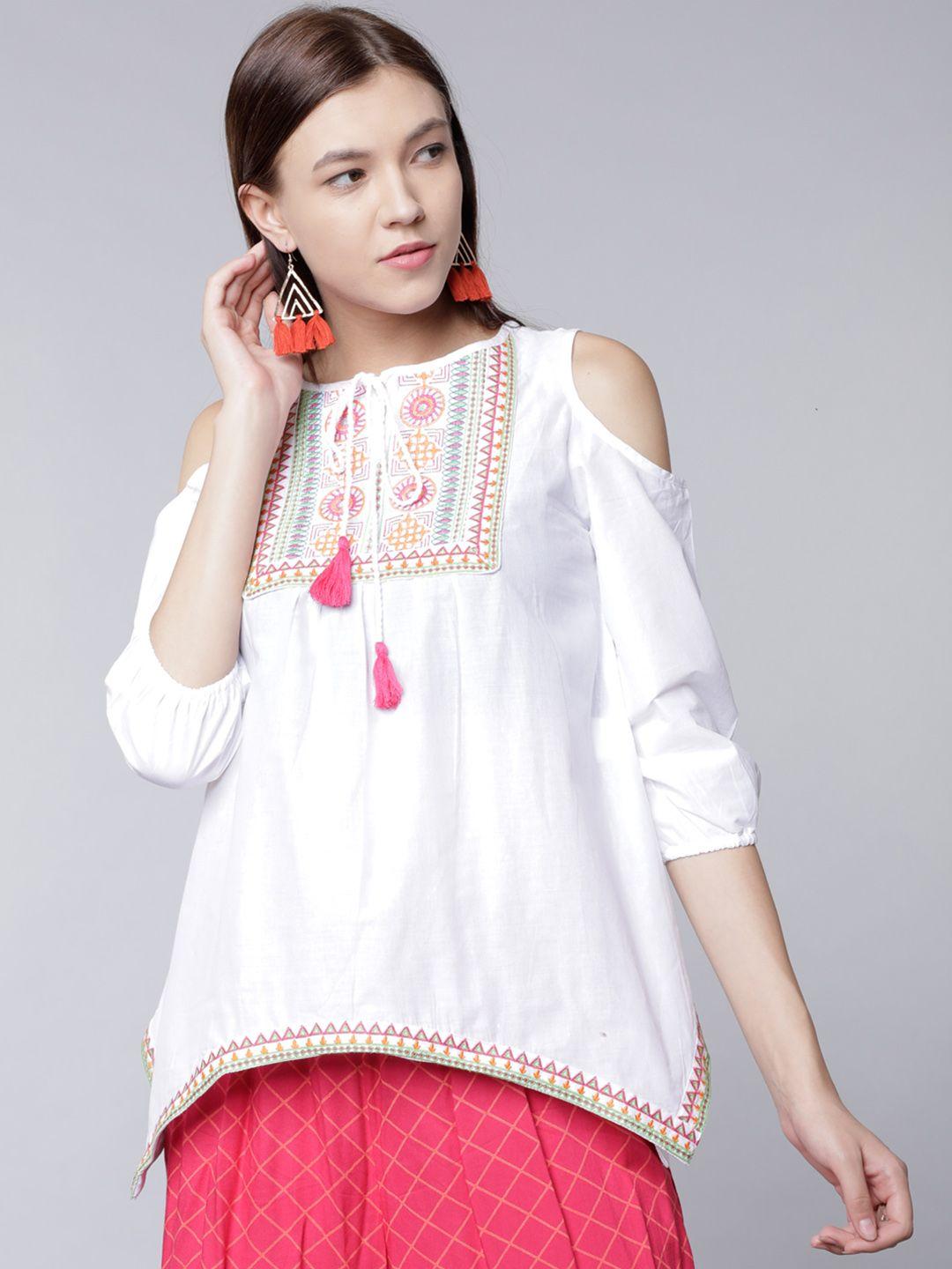 vishudh women white printed top